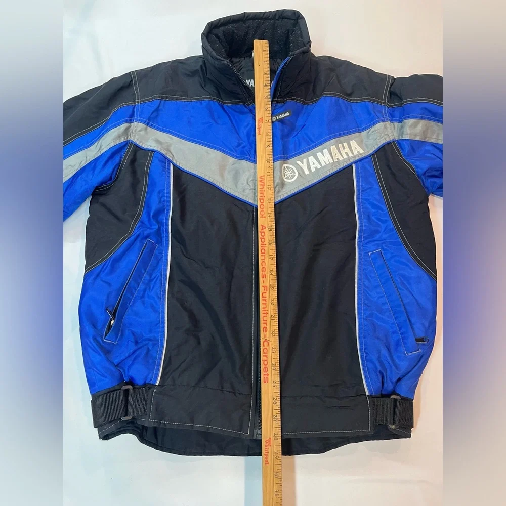 Vintage Yamaha Racing Jacket Mens Medium Blue Black Snowmobile Padded Quilted HK
